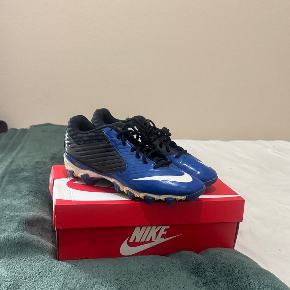Nike Blue and Black Soccer Cleats with White Swoosh